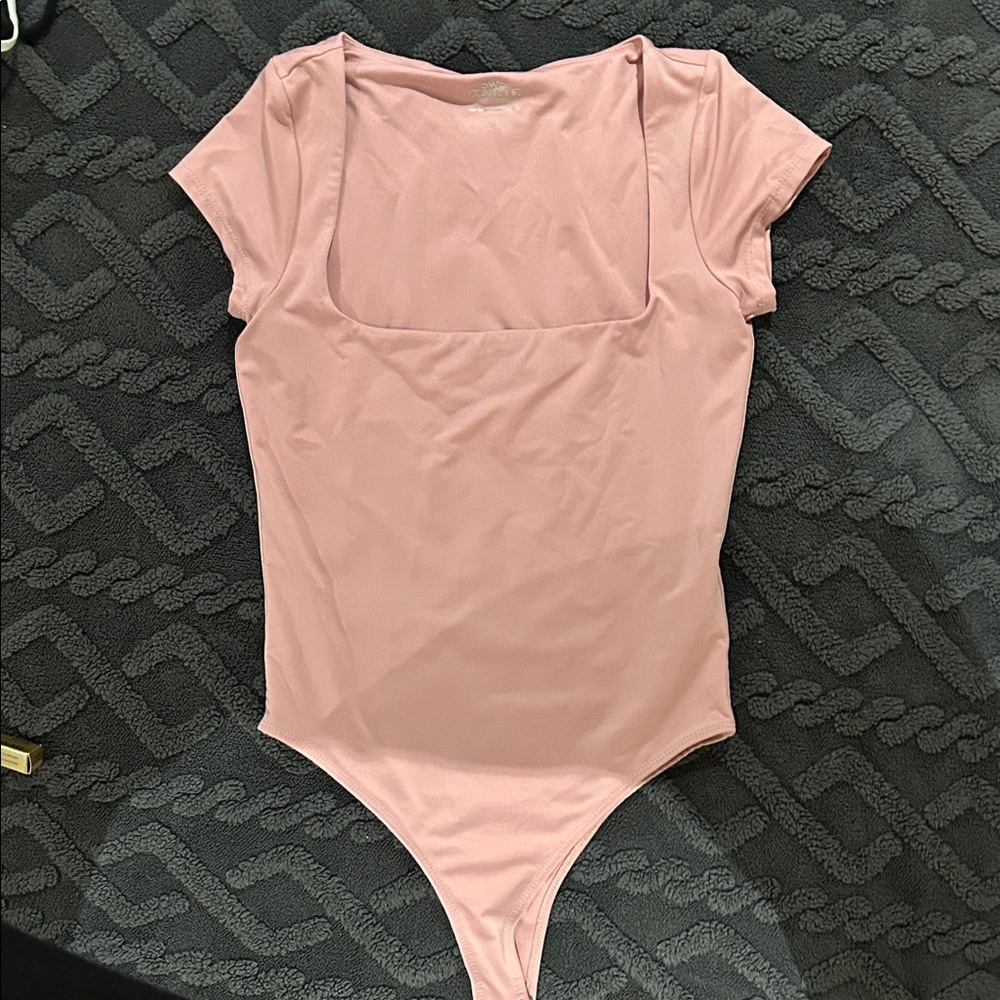 Elegant Pink Square Neck Bodysuit